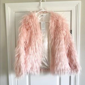 Light pink faux fur jacket